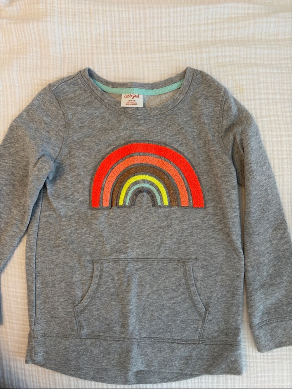 Cat & Jack Gray Sweatshirt with Bright Rainbow Applique